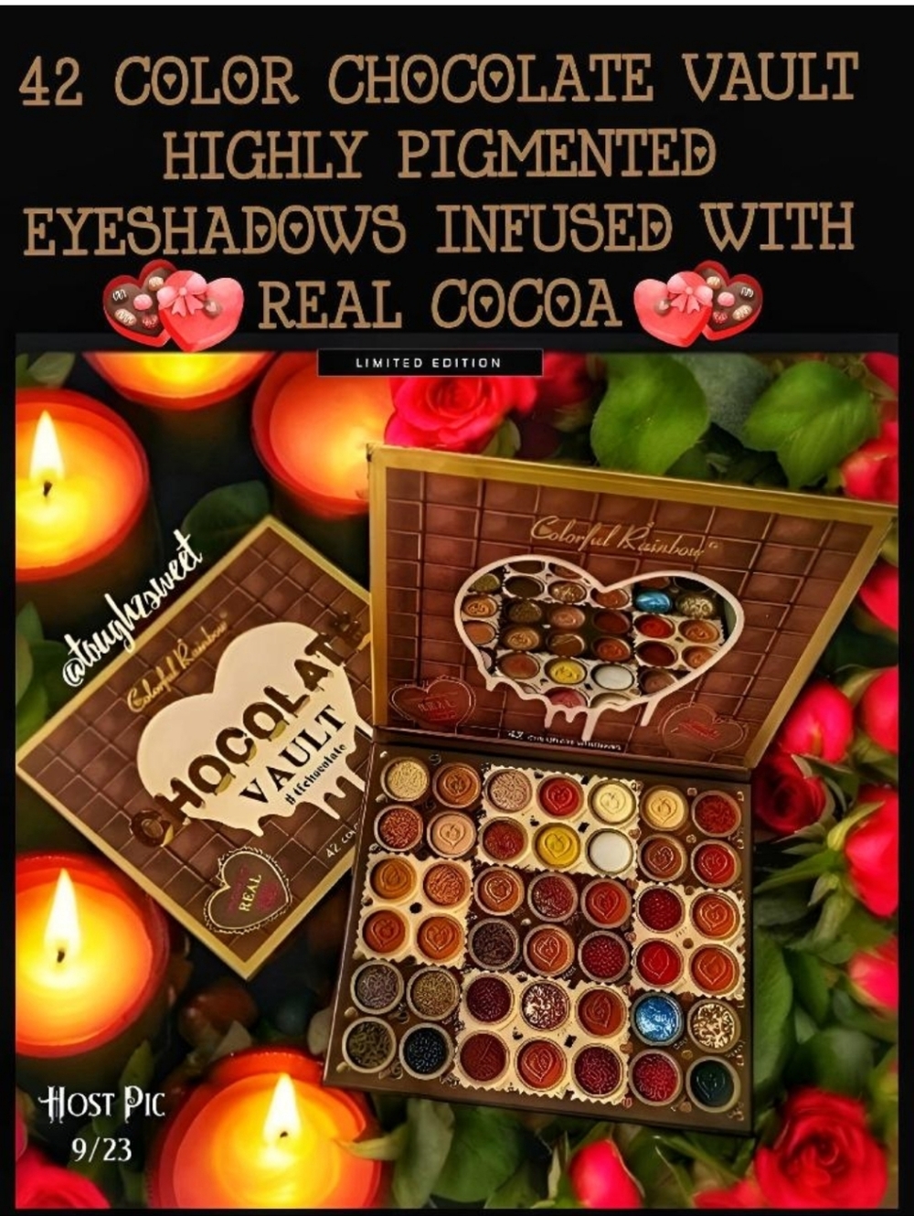 🆕️42 COLOR CHOCOLATE VAULT HIGHLY PIGMENTED EYESHADOWS INFUSED WITH REAL COCOA